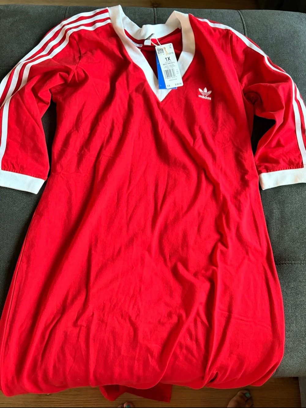 Adidas Red Maxi Dress with slit - Picture 3 of 5